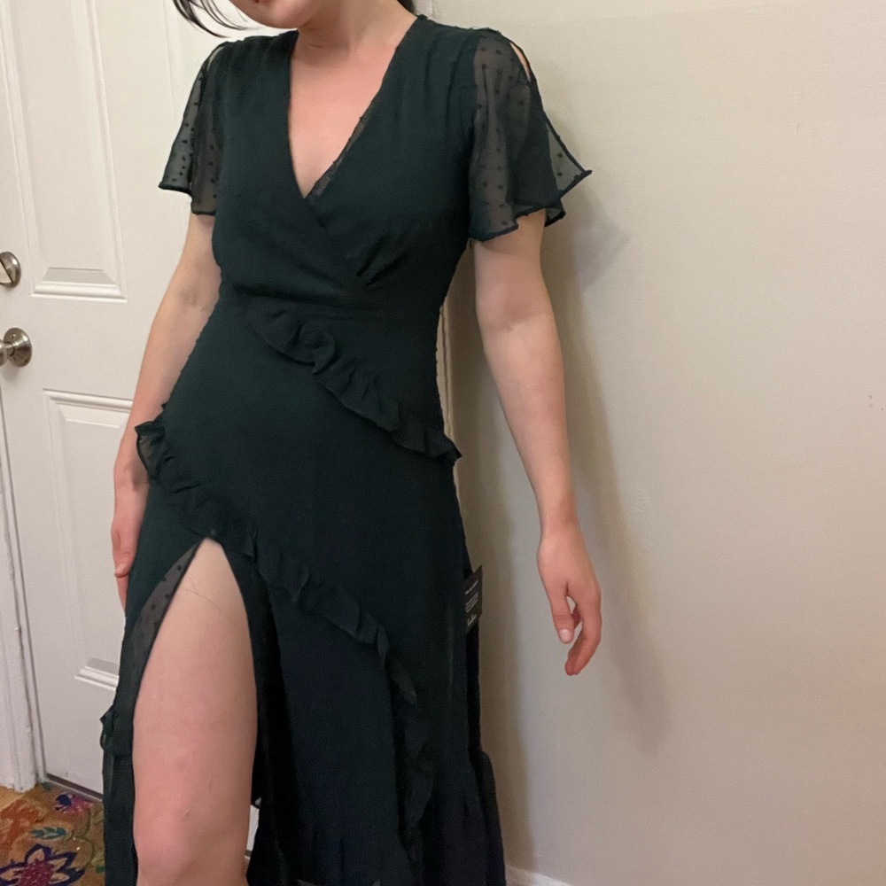 Lulu's Green Ruffle Mini Dress - Picture 3 of 3